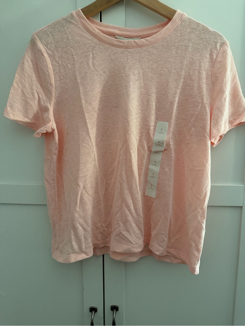Banana Republic Light Pink Crewneck Linen-Blend Tee